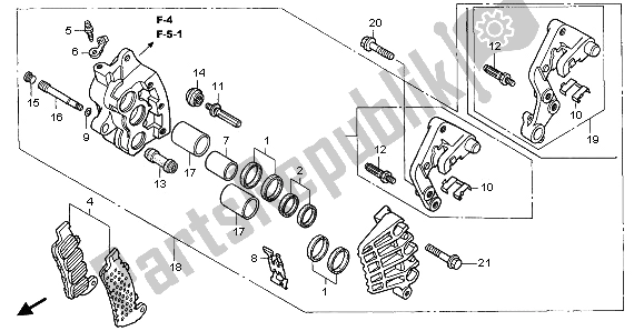 All parts for the L. Front Brake Caliper of the Honda VFR 800A 2003