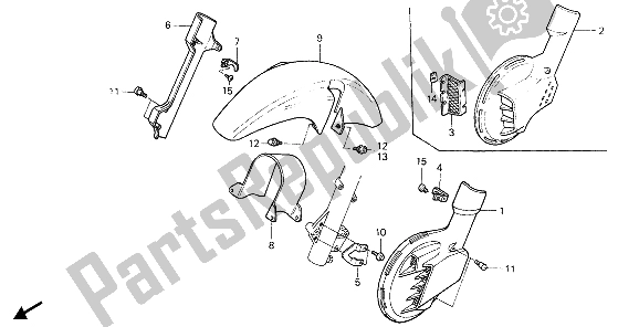 All parts for the Front Fender & Front Disc Cover of the Honda NX 650 1988