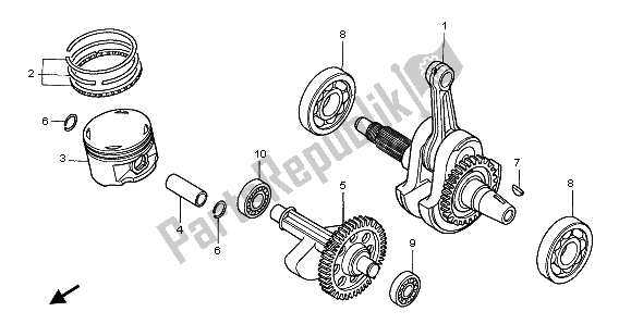 All parts for the Crankshaft & Piston of the Honda XR 400R 2002