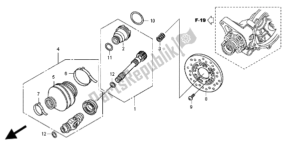 Todas las partes para árbol De Transmisión de Honda TRX 420 FA Fourtrax Rancher AT 2012