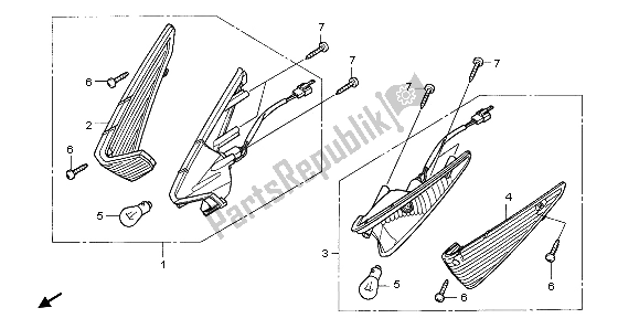 All parts for the Front Winker of the Honda SCV 100F 2007