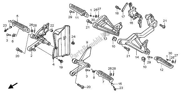 All parts for the Step of the Honda VFR 750F 1995