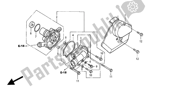 All parts for the Water Pump of the Honda NT 650V 2000