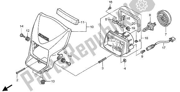 All parts for the Headlight (eu) of the Honda FMX 650 2007