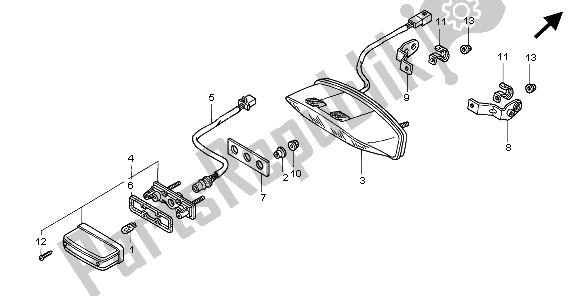 Alle onderdelen voor de Achterlicht van de Honda FMX 650 2005