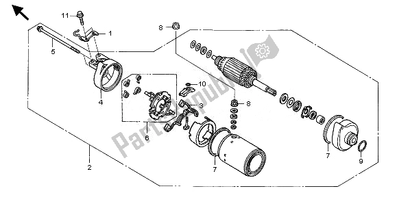 All parts for the Starting Motor of the Honda TRX 680 FA Fourtrax Rincon 2008