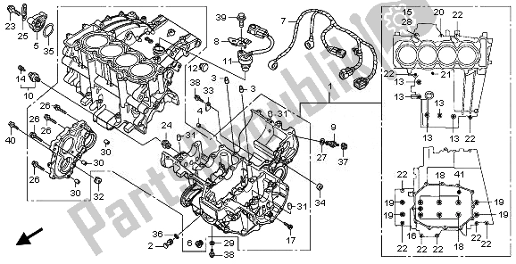 All parts for the Crankcase of the Honda CBF 1000 SA 2008