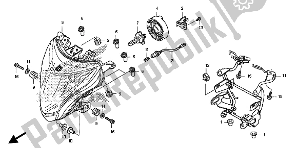 Tutte le parti per il Faro del Honda CB 600F Hornet 2013