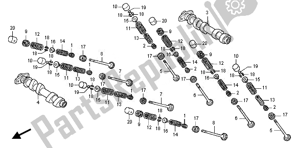 All parts for the Camshaft & Valve (front) of the Honda VFR 800X 2011