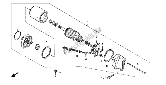 All parts for the Starting Motor of the Honda RVF 750R 1995