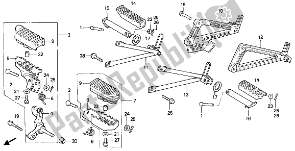 All parts for the Step of the Honda NX 650 1989