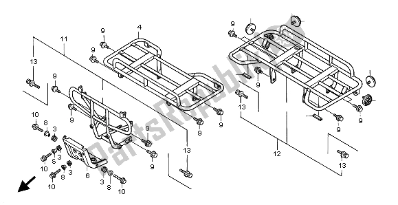 All parts for the Carrier of the Honda TRX 400 FW Fourtrax Foreman 2001