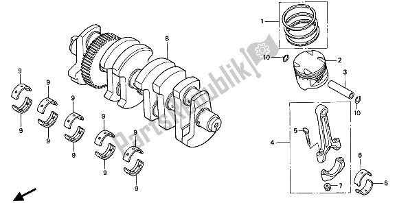 All parts for the Crankshaft & Piston of the Honda CB 750F2 1994