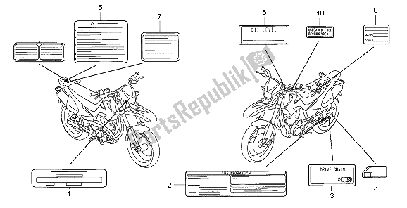 Alle onderdelen voor de Waarschuwingsetiket van de Honda FMX 650 2005