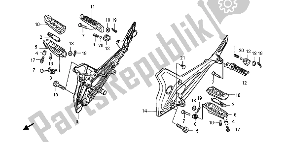 All parts for the Step of the Honda NC 700 XD 2013