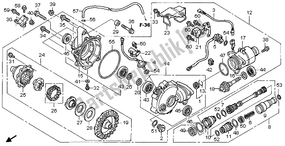 Todas as partes de Engrenagem Final Dianteira do Honda TRX 680 FA Fourtrax Rincon 2006