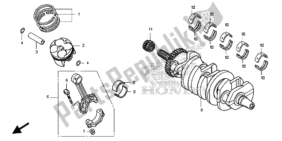 All parts for the Crankshaft & Piston of the Honda CB 600F Hornet 2013