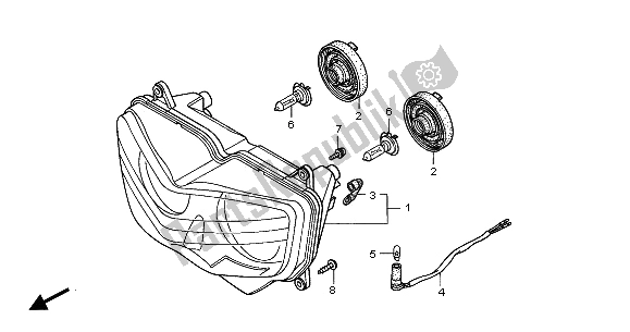 Alle onderdelen voor de Koplamp (eu) van de Honda XL 1000V 2001