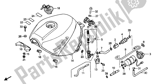 Todas as partes de Tanque De Combustível do Honda CBR 600F 1989