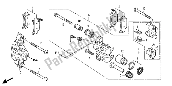 All parts for the Front Caliper of the Honda TRX 500 FPA Foreman Rubicon WP 2013