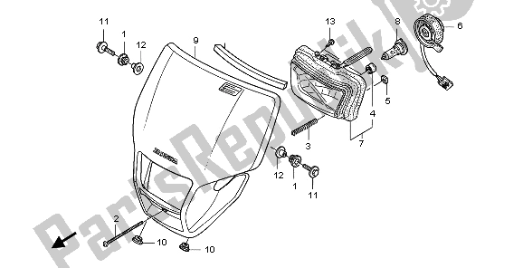 All parts for the Headlight of the Honda CRF 450X 2006