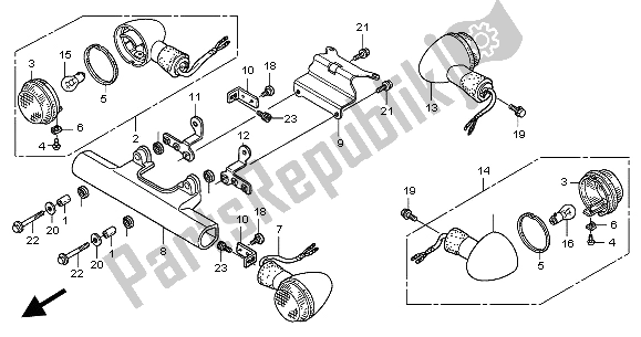 All parts for the Winker of the Honda VTX 1300S 2004