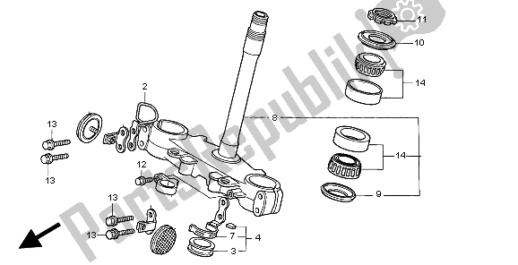All parts for the Steering Stem of the Honda XR 400R 1999