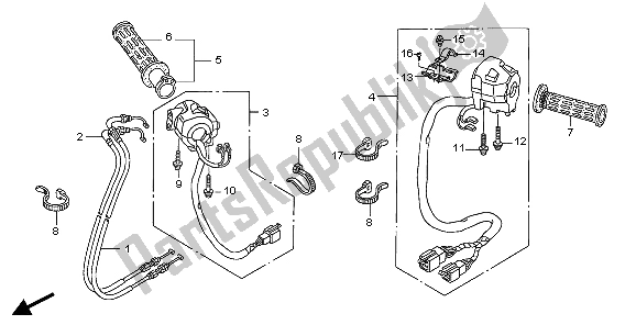 All parts for the Switch & Cable of the Honda ST 1300 2007