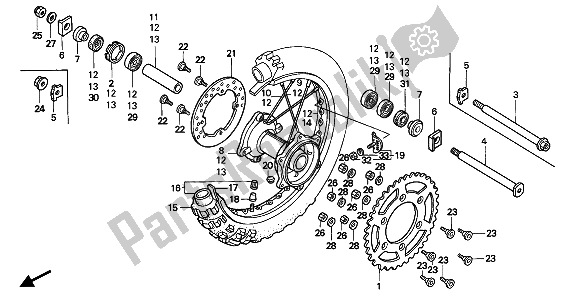 Todas las partes para Rueda Trasera de Honda CR 125R 1992