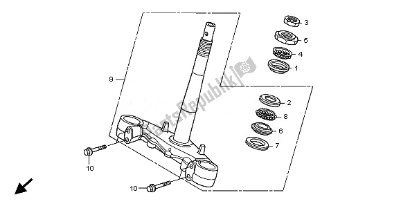 All parts for the Steering Stem of the Honda SH 125 2010