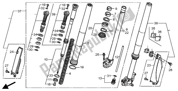 All parts for the Front Fork of the Honda CRF 450R 2008