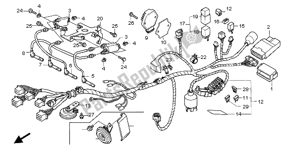 Tutte le parti per il Cablaggio del Honda CB 600F Hornet 2003