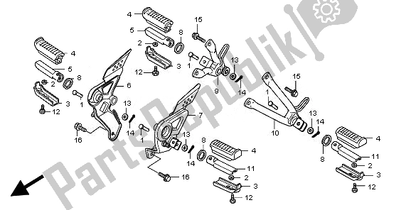 All parts for the Step of the Honda CBF 125M 2010