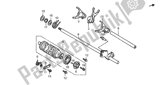 All parts for the Gearshift Drum of the Honda CBF 600N 2007