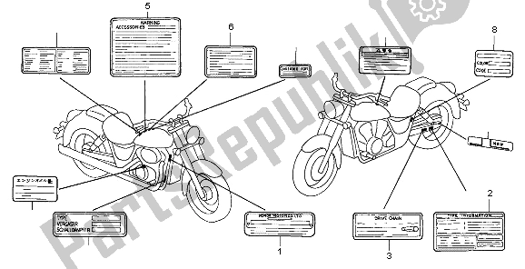 Wszystkie części do Etykieta Ostrzegawcza Honda VT 750C2 1997