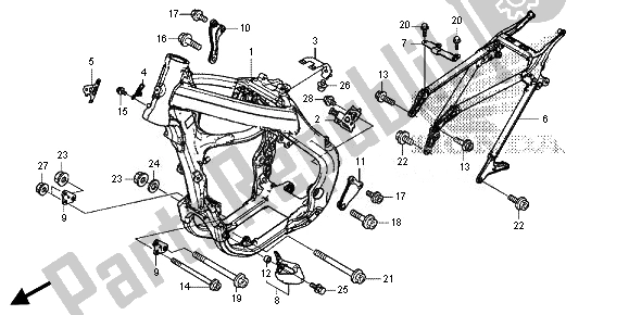 All parts for the Frame Body of the Honda CRF 450R 2014