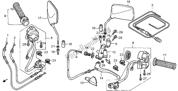 All parts for the Handle Lever & Switch & Cable of the Honda VT 125C 2007