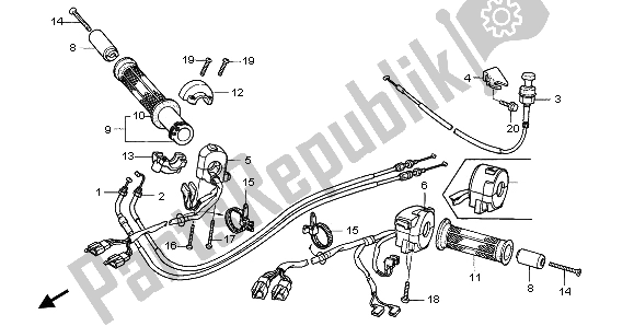 All parts for the Switch & Cable of the Honda RVF 750R 1996