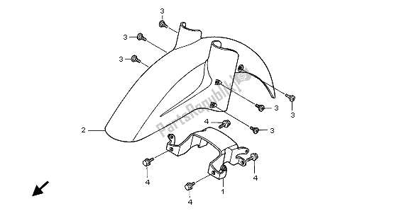 All parts for the Front Fender of the Honda XL 1000V 1999