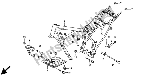 All parts for the Frame Body of the Honda XR 80R 1994