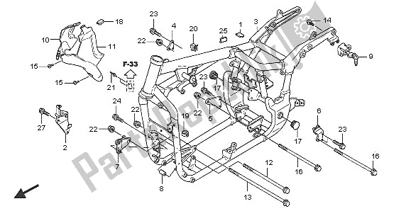 Alle onderdelen voor de Frame Lichaam van de Honda VT 750C 2005