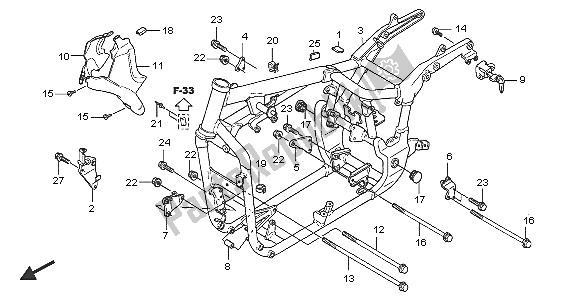 Alle onderdelen voor de Frame Lichaam van de Honda VT 750C 2005