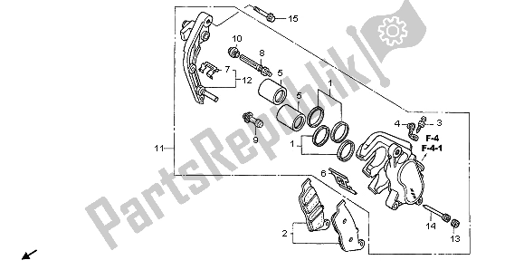 All parts for the Front Brake Caliper (l.) of the Honda CBF 600S 2006