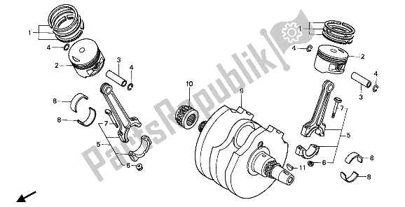 All parts for the Crankshaft & Piston of the Honda XL 600V Transalp 1990