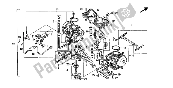 Todas las partes para Carburador (montaje) de Honda GL 1500 1988