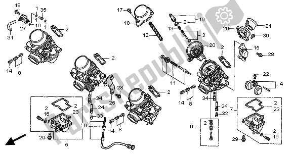 Todas las partes para Carburador (componentes) de Honda CB 600F2 Hornet 2002