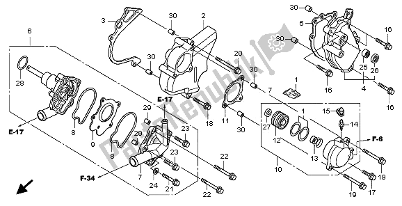 All parts for the Water Pump of the Honda CBF 1000T 2009