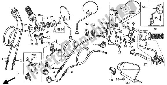 Toutes les pièces pour le Levier De Poignée Et Interrupteur Et Câble du Honda XR 400R 2001