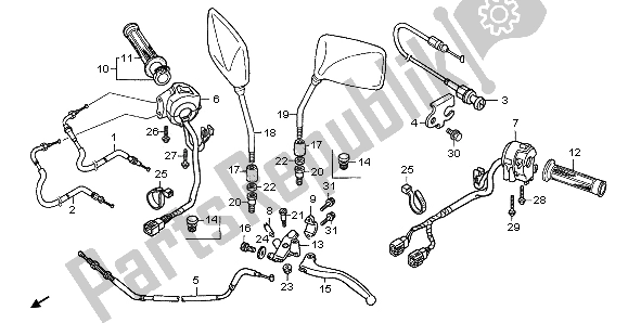 Alle onderdelen voor de Handvat Hendel & Schakelaar & Kabel van de Honda CBF 600 NA 2006