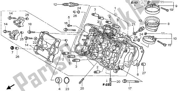 Alle onderdelen voor de Cilinderkop (voorzijde) van de Honda VFR 800A 2007